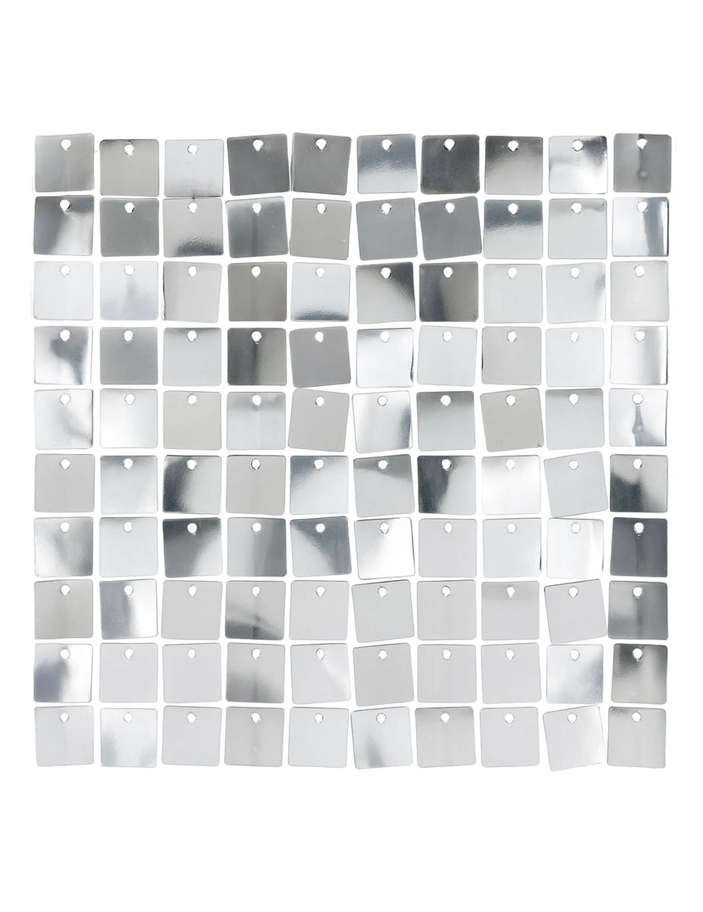 Détail des sequins carrés du panneau de fond argent brillant pour fête