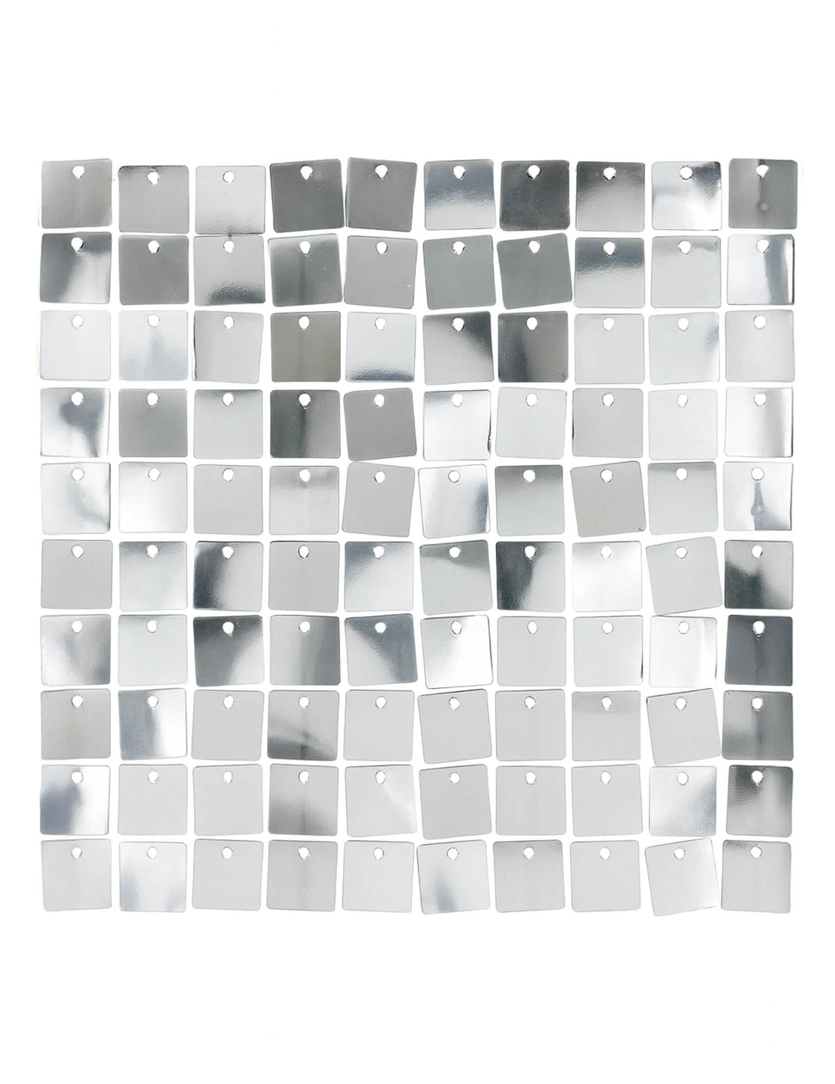 Détail des sequins carrés du panneau de fond argent brillant pour fête