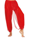 Pantalon de danseuse orientale pour femme rouge avec voile à paillettes