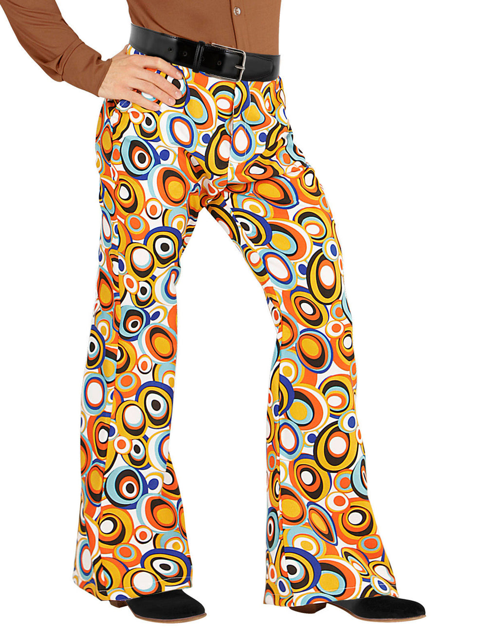 Pantalon groovy bubbles années 70 pour homme multicolore à motifs cercles
