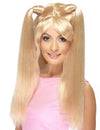 Perruque girls band pour femme blonde avec couettes et chignons