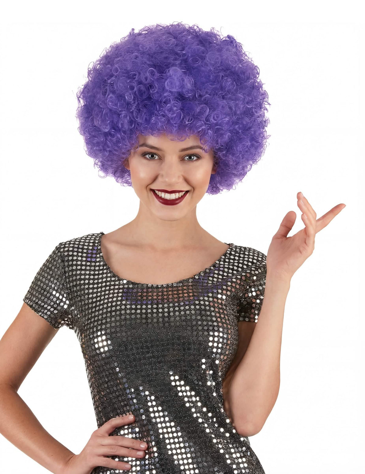 Perruque de clown pour adulte violette volumineuse