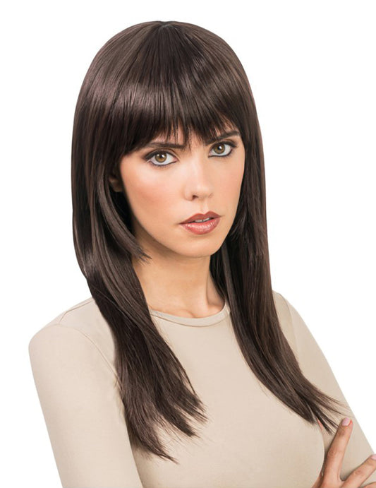 Perruque coiffable longue brune luxe femme