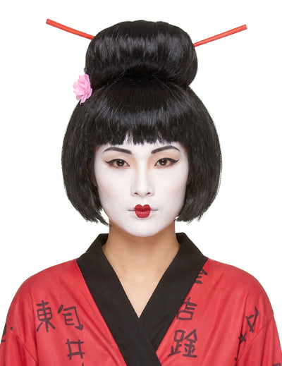 Naisten musta peruukki Geisha