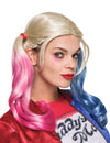 Perruque Harley Quinn Suicide Squad™ pour femme blonde avec pointes roses et bleues