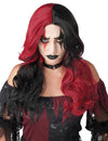 Perruque joker pour femme noire et rouge luxe