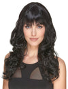 Perruque luxe noire ondulée avec frange pour femme