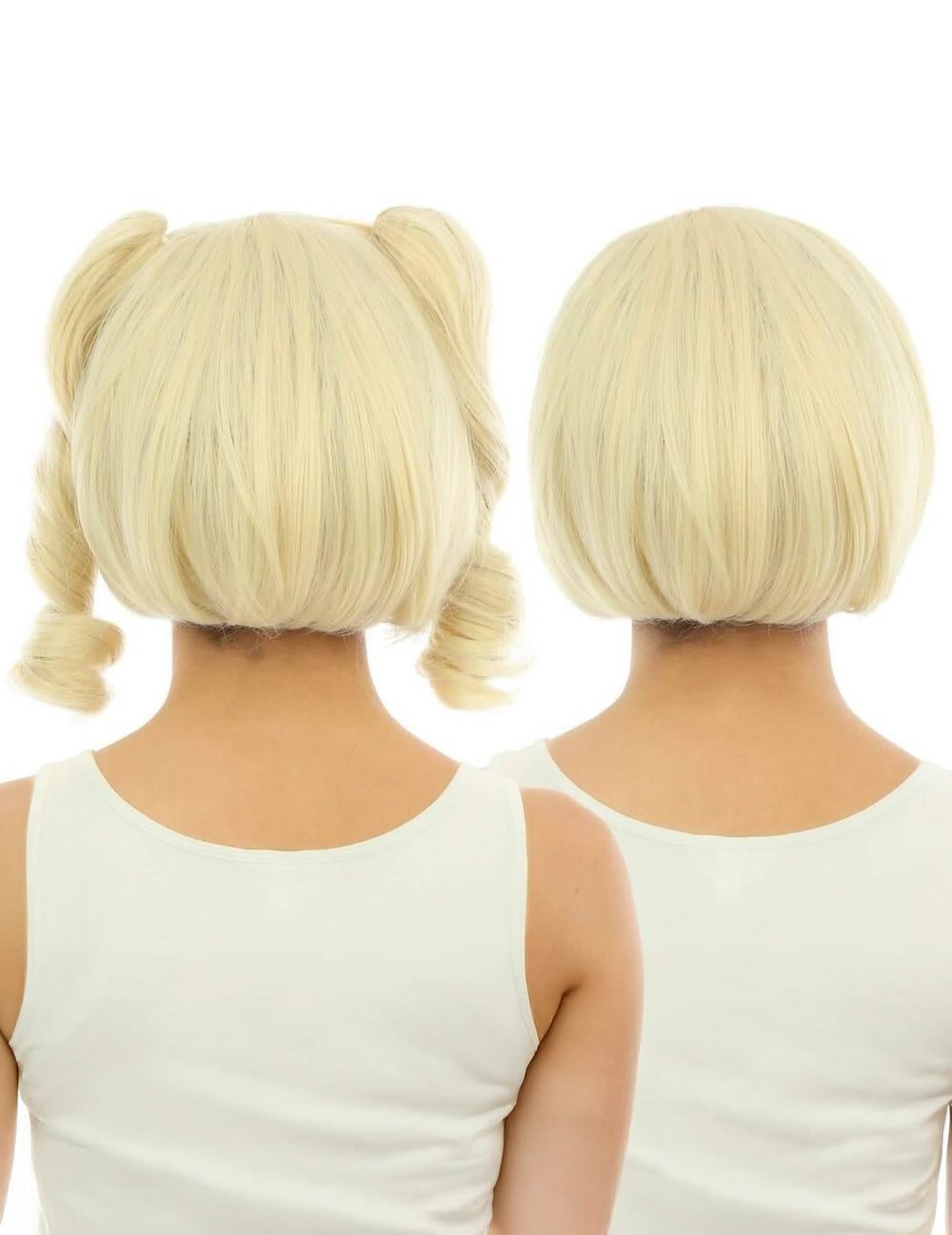 Vues de dos de la perruque manga pour femme blonde