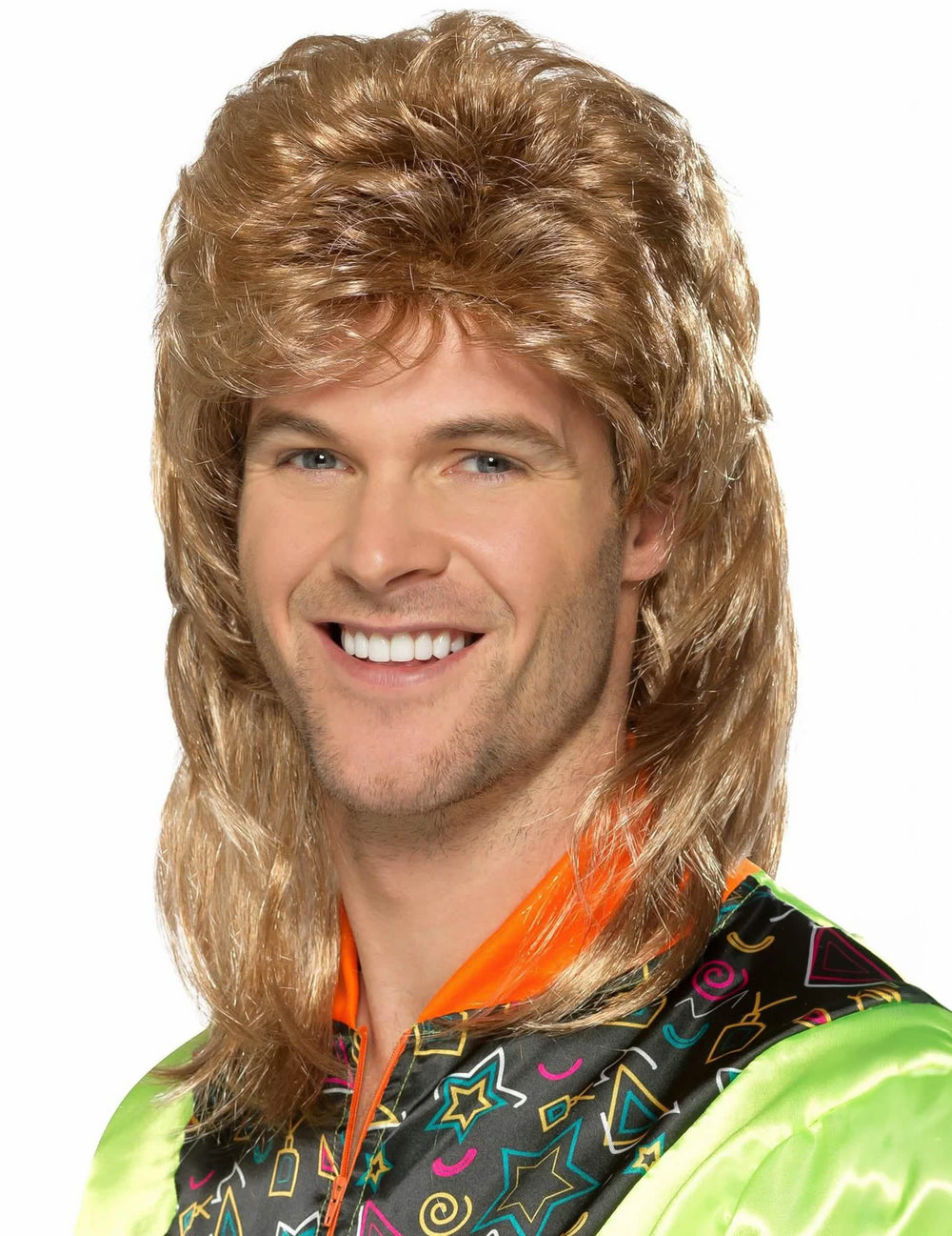 blondiraidallinen mullet-peruukki miehet varten