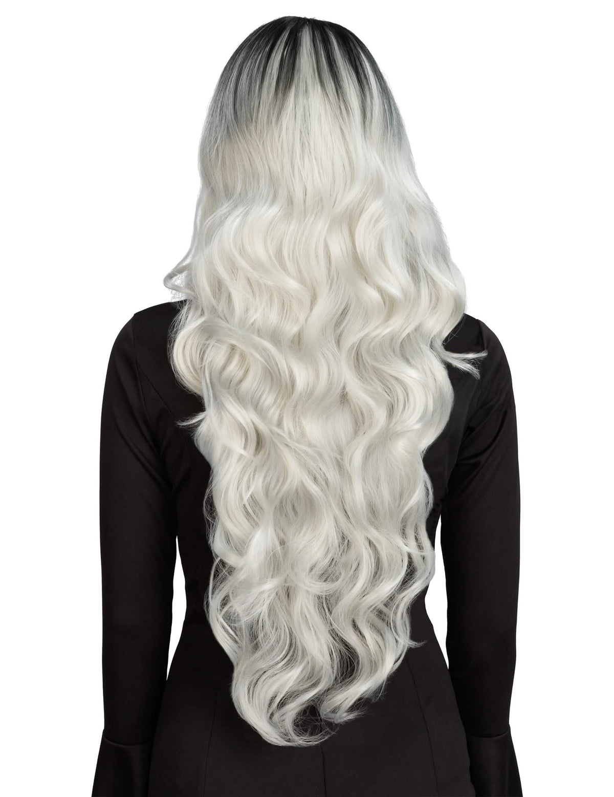 Ylellinen valkomusta ombre-peruukki naisille