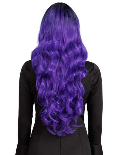 Ylellinen violettimusta ombre-peruukki naisille