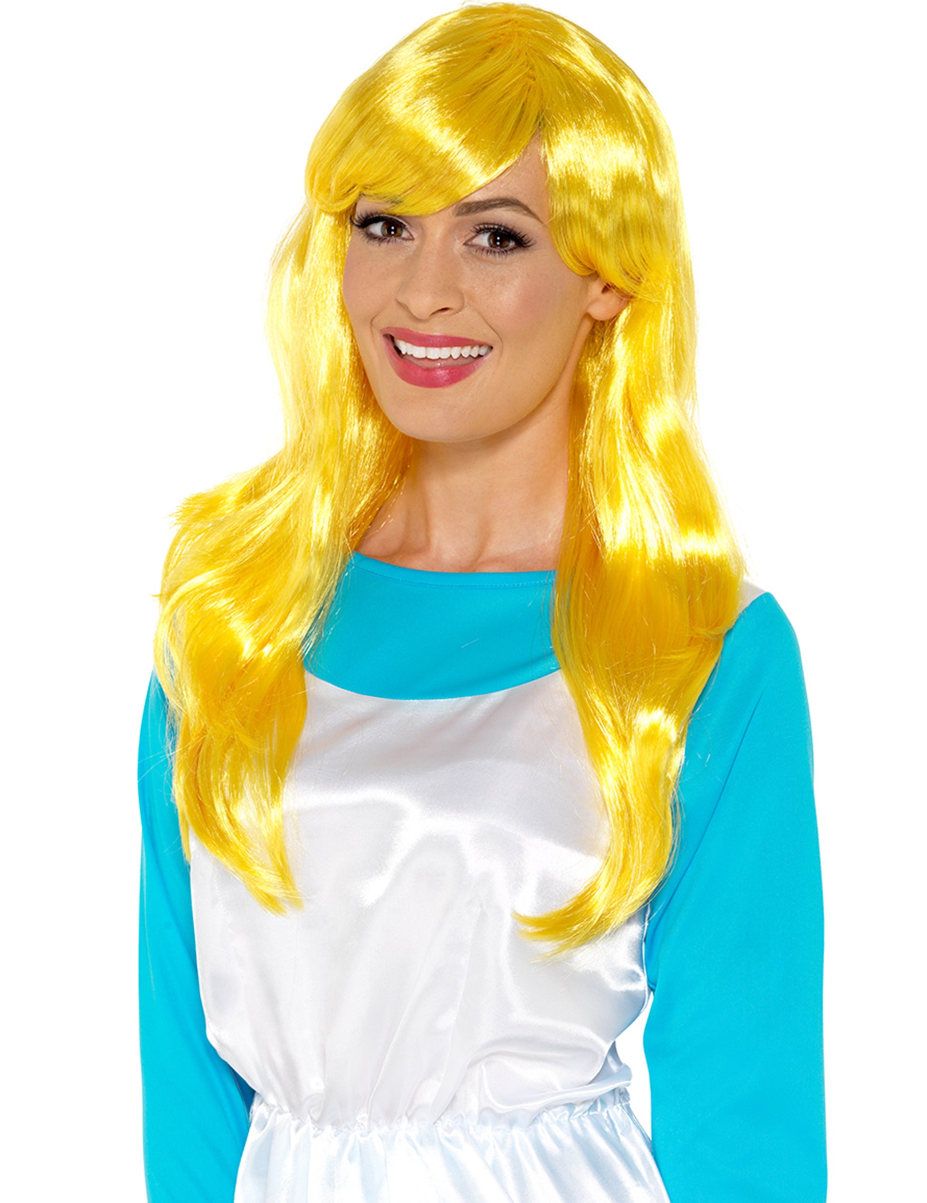 Perruque Schtroumpfette pour adulte jaune
