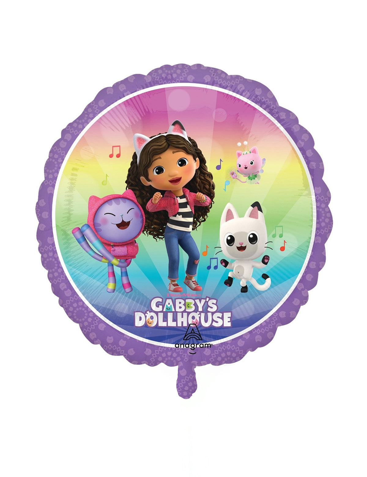 Ballon aluminium Gabby et la maison magique pour enfant violet avec Gabby et Pandy Paws