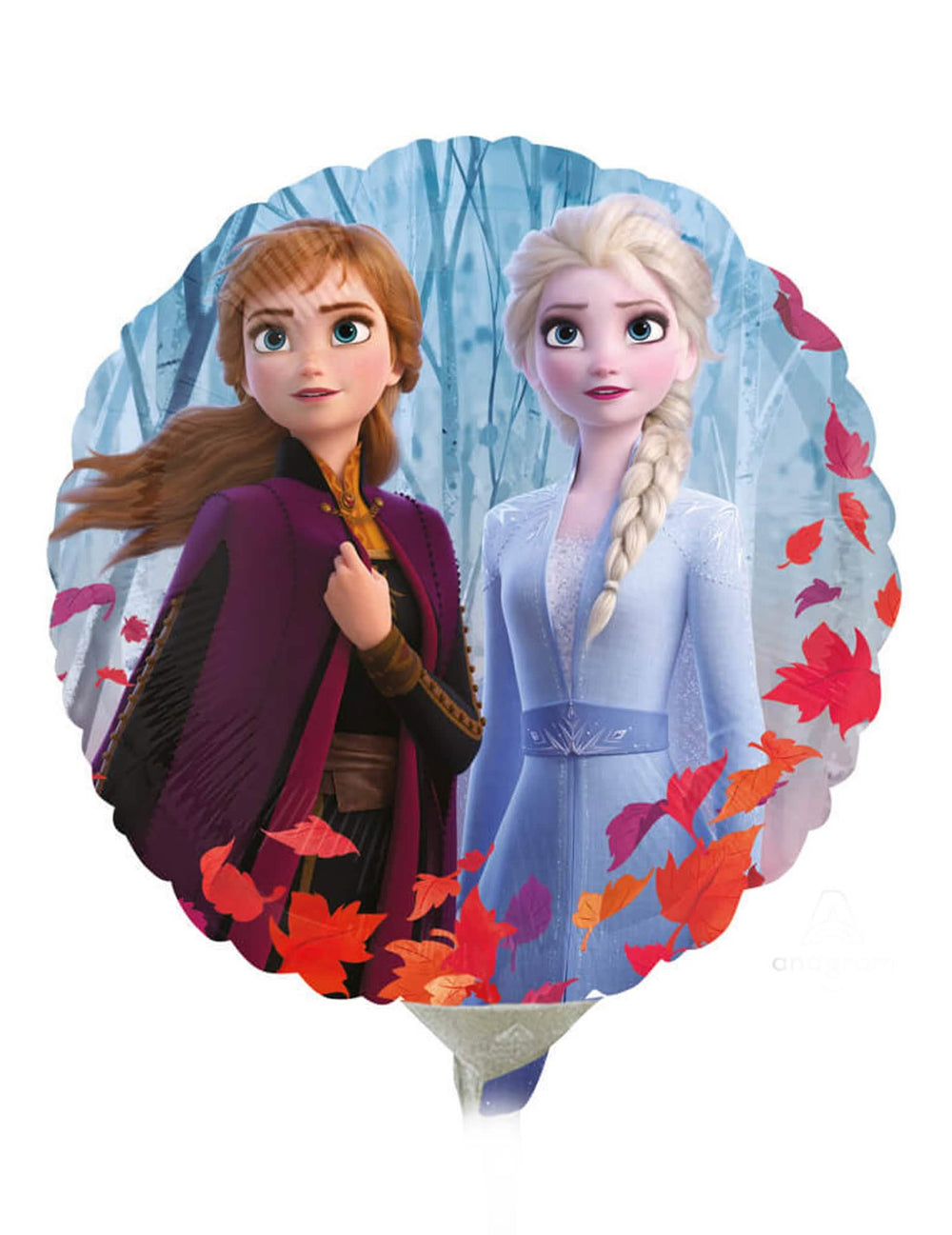 Pyöreä Frozen 2 -alumiinipallo sininen Annan ja Elsan kanssa