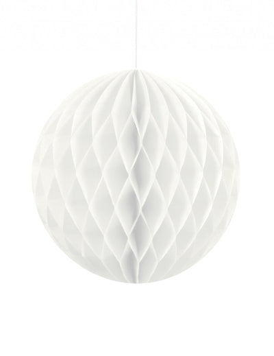 Boule en papier alvéolé pour déco de fête blanc