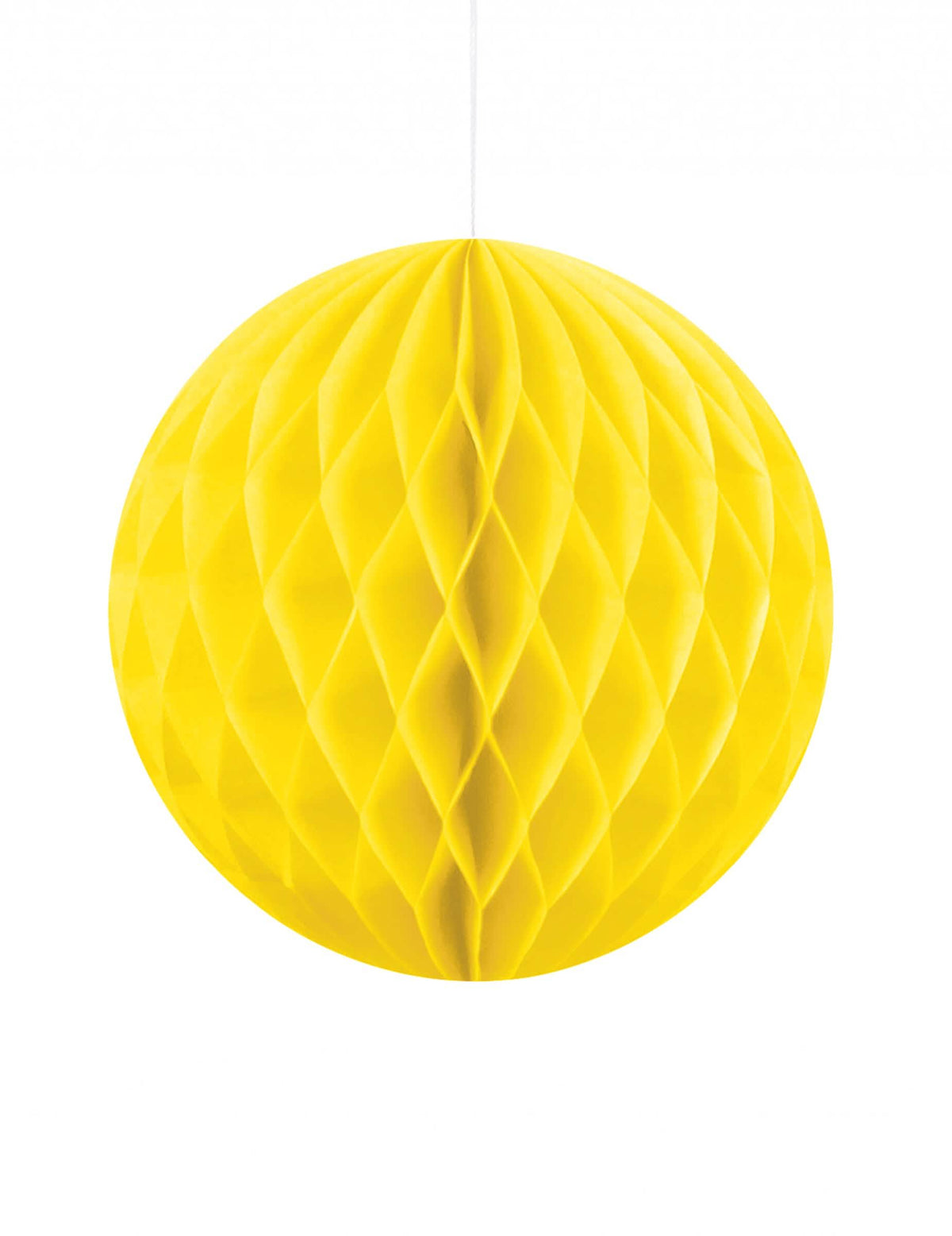 Boule en papier alvéolé jaune à suspendre