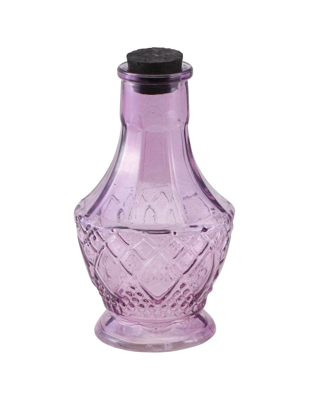 Mise en situation de la fiole en verre violette sur une table d'Halloween