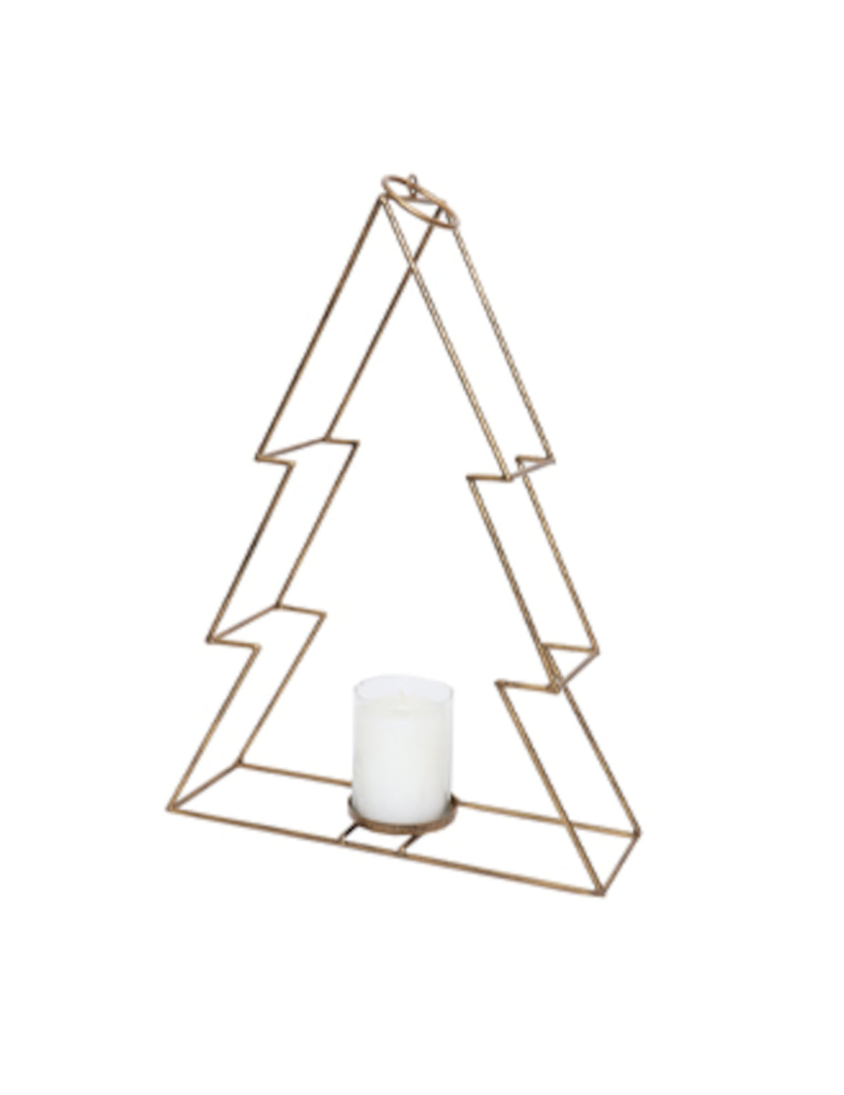 Photophore sapin pour déco chic en métal doré
