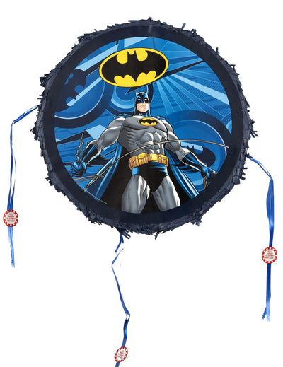 Piñata Batman pour enfant bleue et noire avec rubans à tirer
