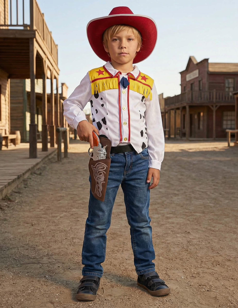 Lelupyssyt ja lasten hopea- ja ruskea cowboy-vyö muovia
