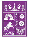 Pochoirs de maquillage licornes et arc-en-ciel violet