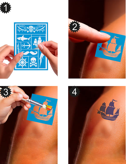 Étapes d'utilisation des pochoirs de maquillage pirate