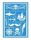 Pochoirs de maquillage pirate pour enfant et adulte bleu à motifs variés