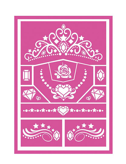 Pochoirs de maquillage princesse rose et blanc avec motifs de diadème et de cœur
