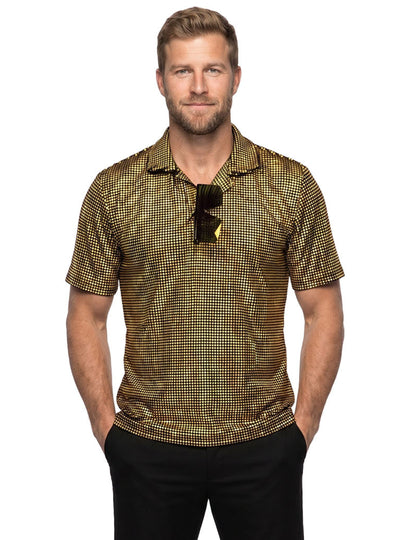 Polo disco à paillettes dorées luxe homme