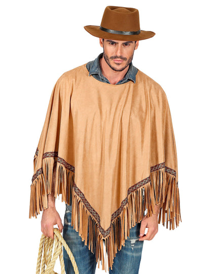 Vue de face du poncho luxe indien pour adulte