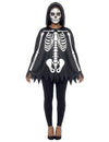 Poncho squelette pour adulte noir et blanc avec capuche