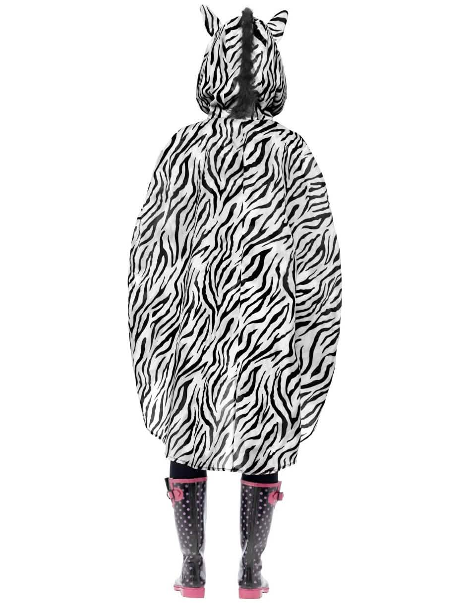 Vue de dos du poncho zèbre pour adulte
