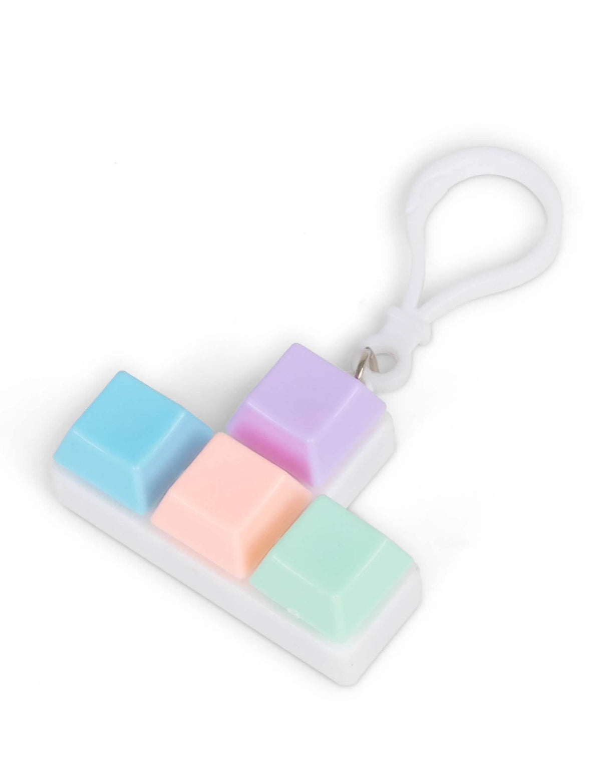 Détail des touches pastel du porte-clés clavier fidget