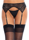 Porte-jarretelles strass pour femme noir et scintillant