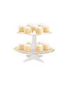 Présentoir à cupcake en carton pour fête blanc et or