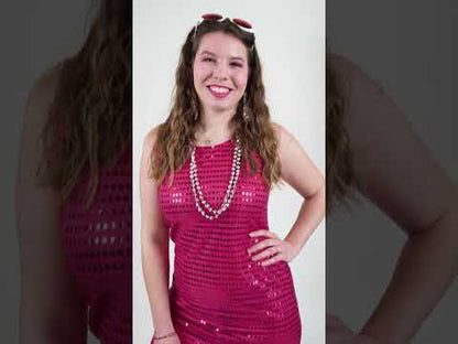 Déguisement Disco Fuchsia à Sequins Femme