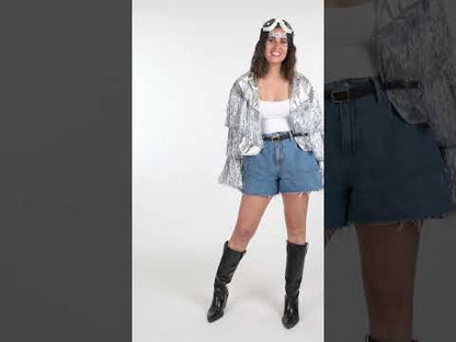 Veste à franges argentées femme