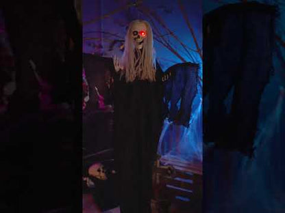 Décoration à suspendre ange noir de la mort lumineux 110 cm