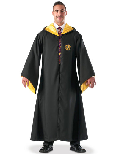 Réplique luxe robe de sorcier Poufsouffle pour adulte noire et jaune