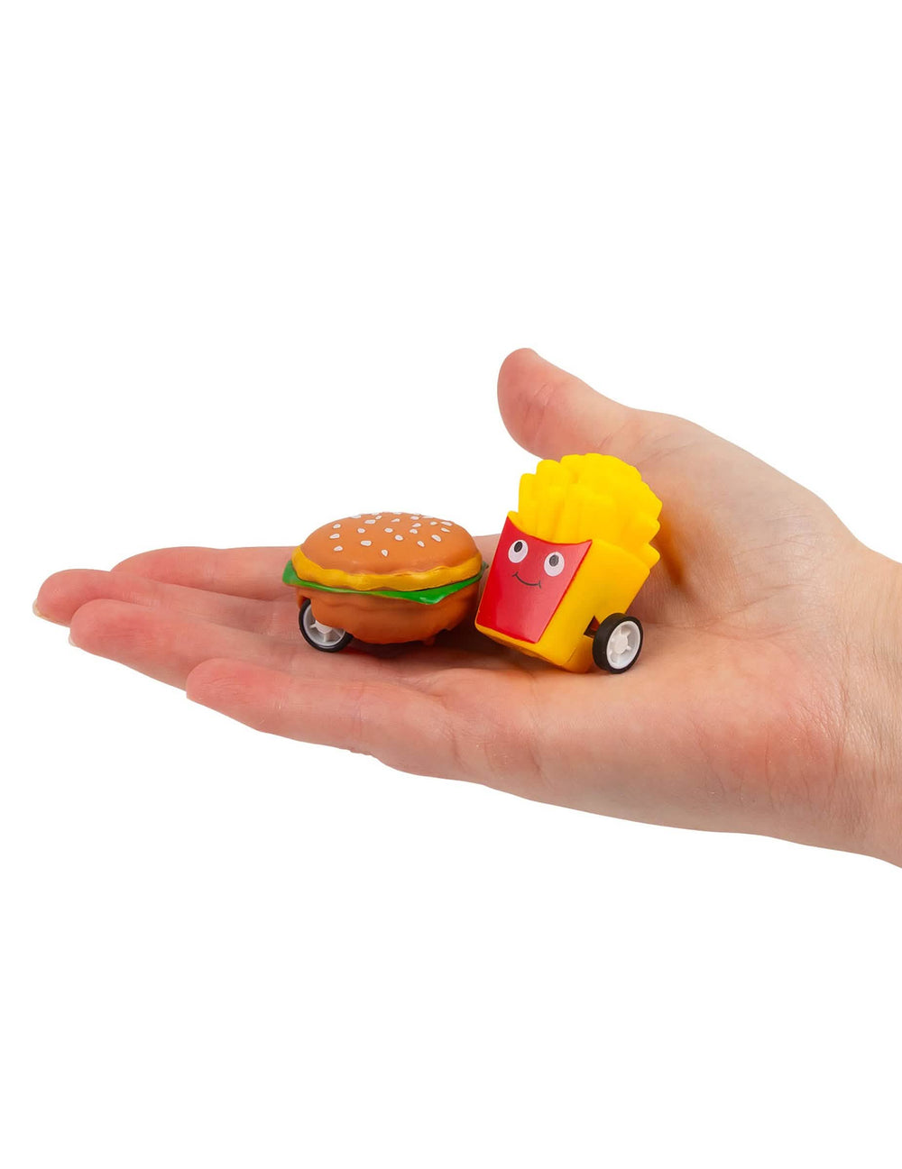 Aperçu de la taille dans la main du Jouet roulant à friction hamburger et frites Fast Food