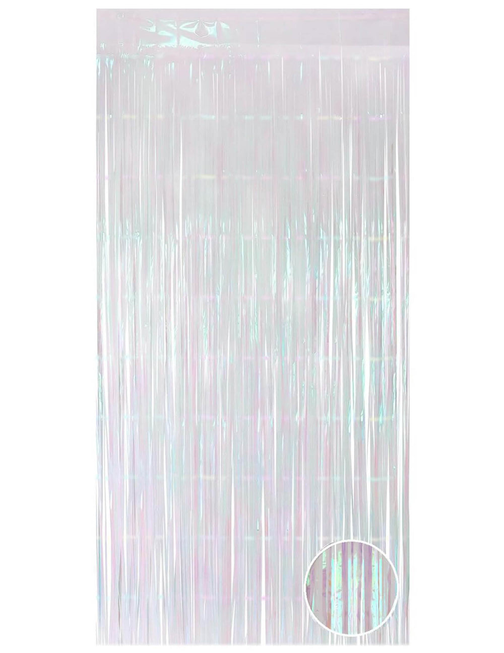Rideau lamé sur adhésif iridescent pour déco festive blanc nacré