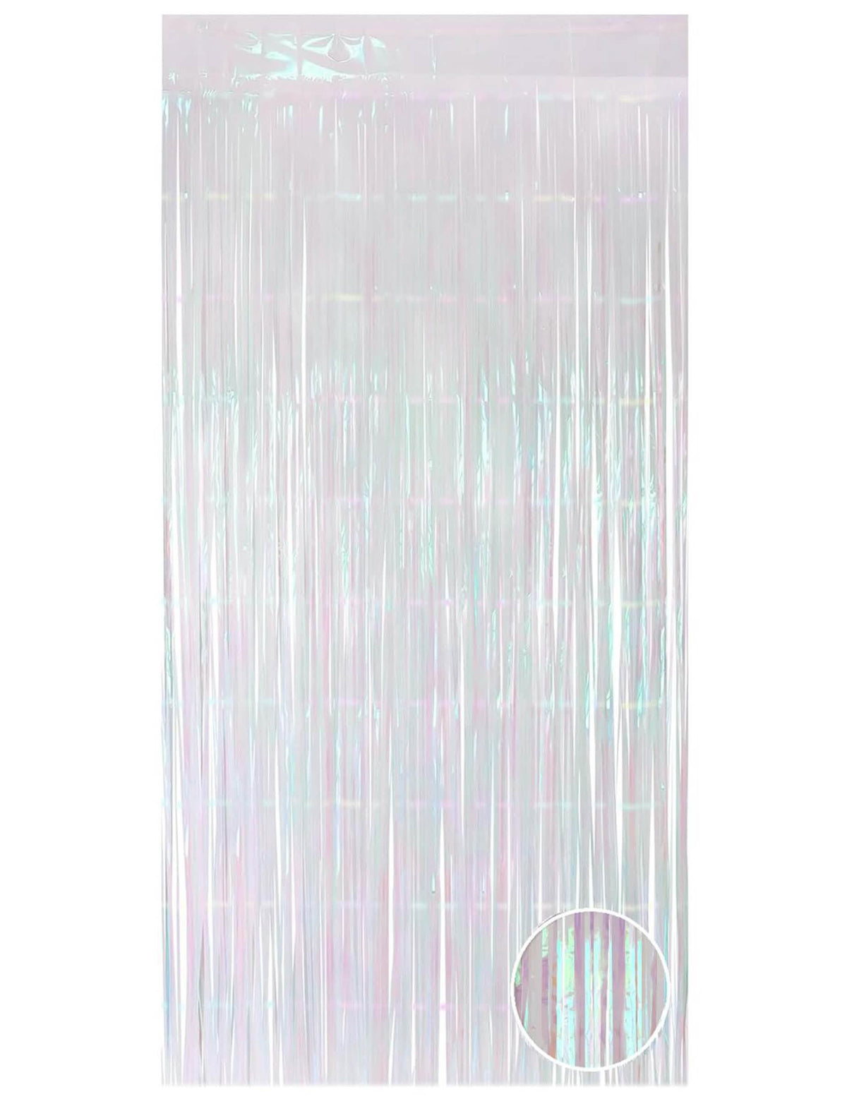 Rideau lamé sur adhésif iridescent pour déco festive blanc nacré