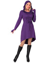 Robe gothique médiévale pour femme violette avec capuche et laçage