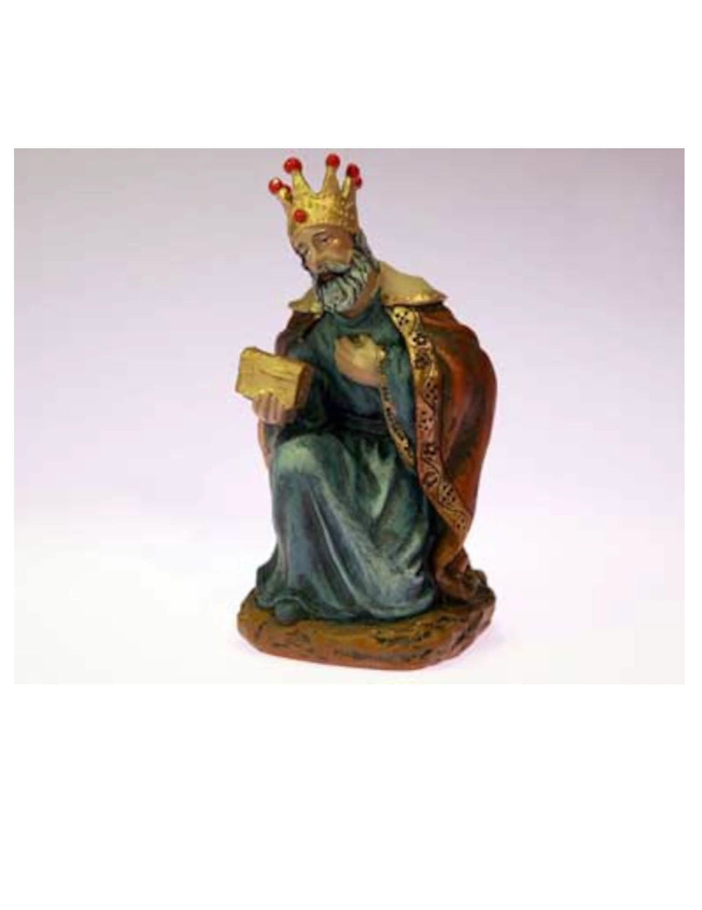 Roi mage Melchior pour crèche bleu et doré en résine