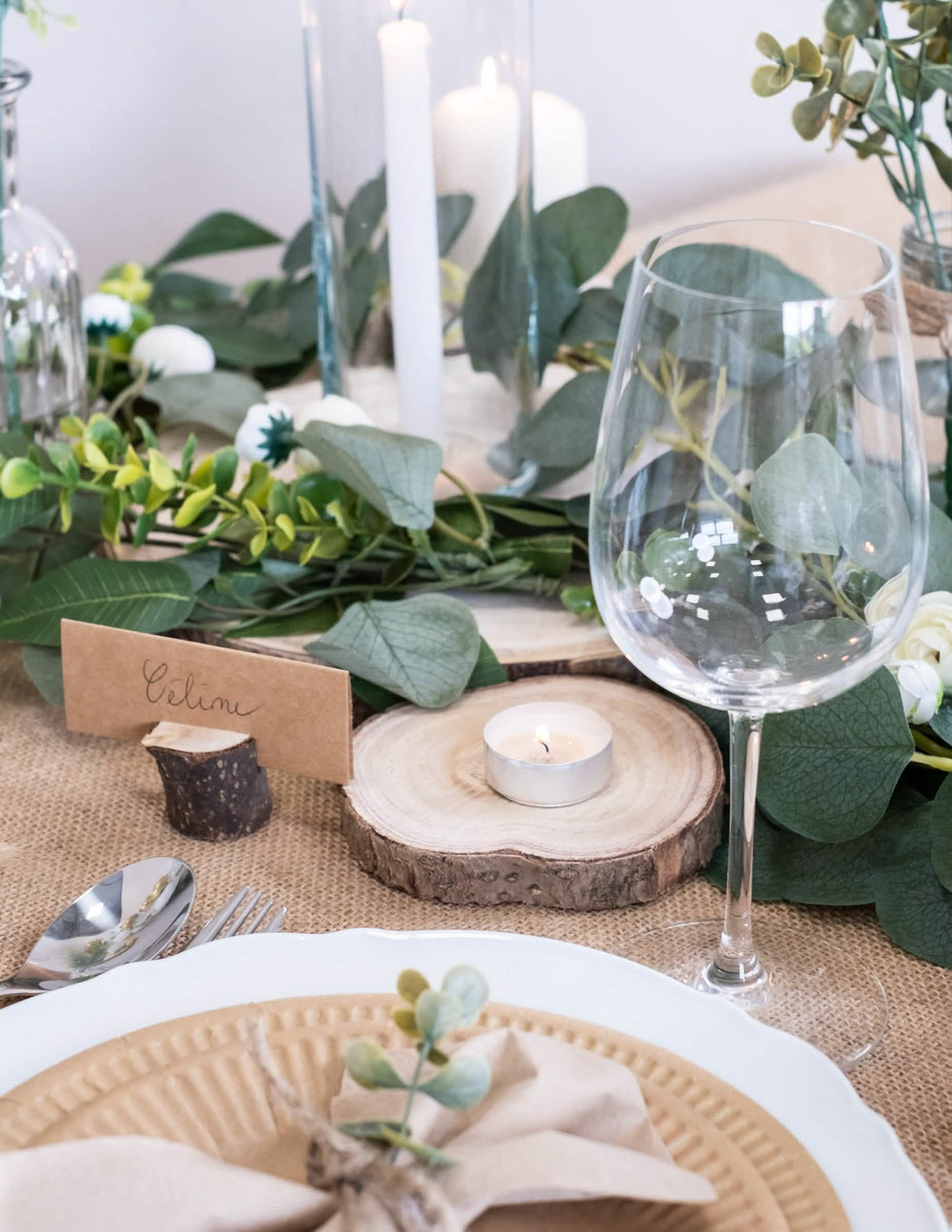 Support de bougie chauffe-plat du rondin de bois naturel pour décoration de mariage