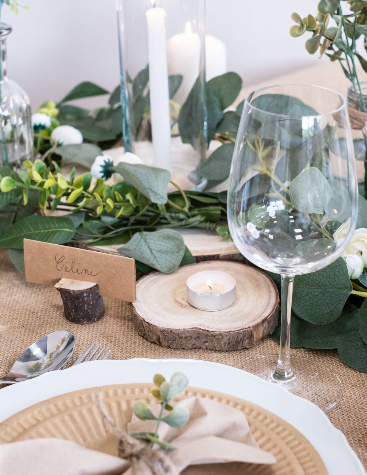 Support de bougie chauffe-plat du rondin de bois naturel pour décoration de mariage