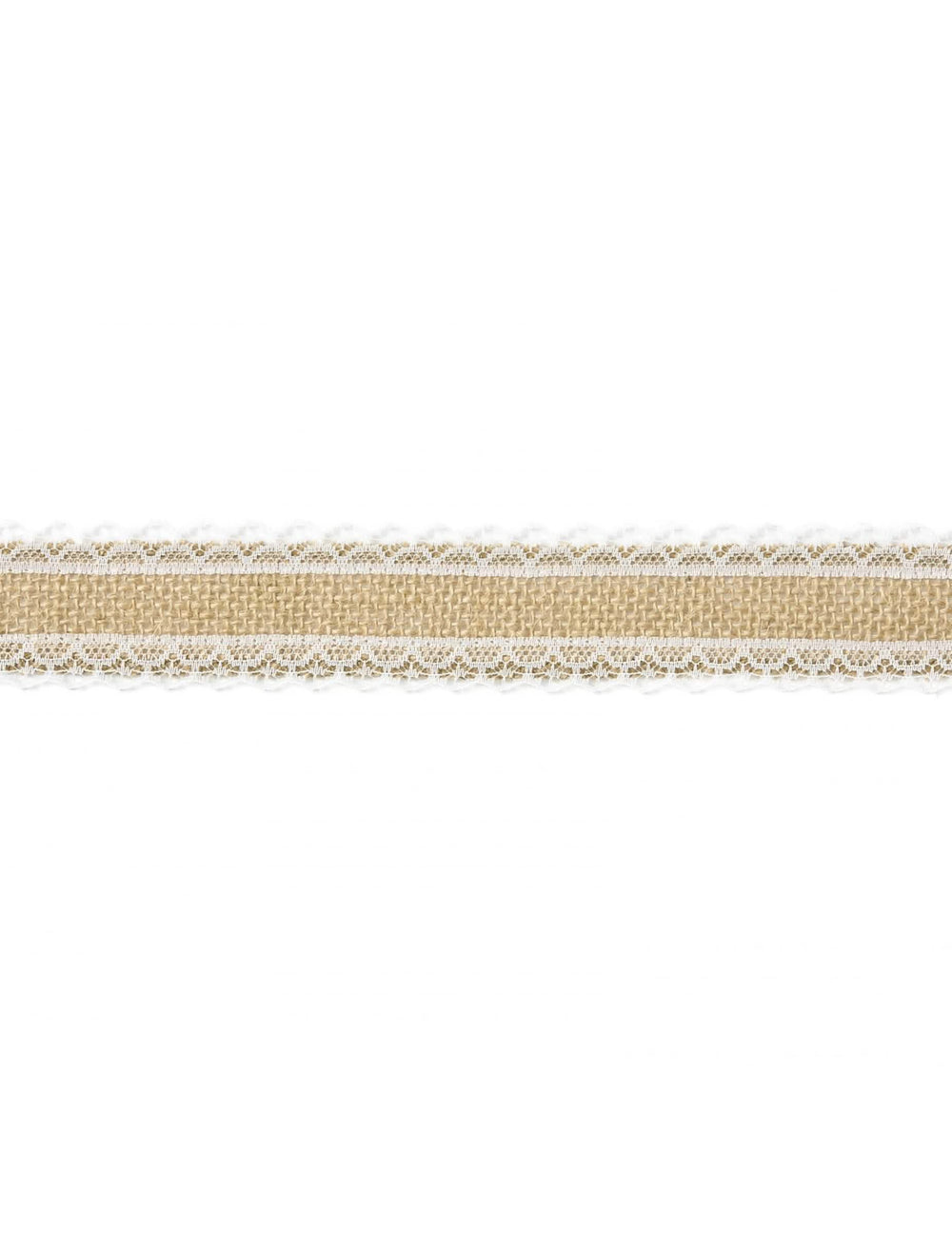 Ruban mariage champêtre en toile de jute naturelle et bordure dentelle blanche