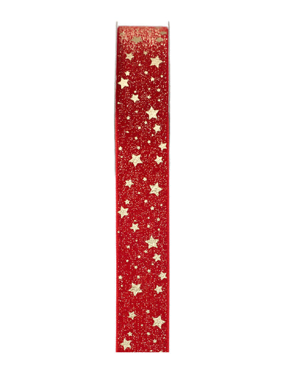 Punainen kultatähtinauha 2,5 cm x 3 m