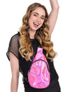 Sac bandoulière holographique pour femme rose