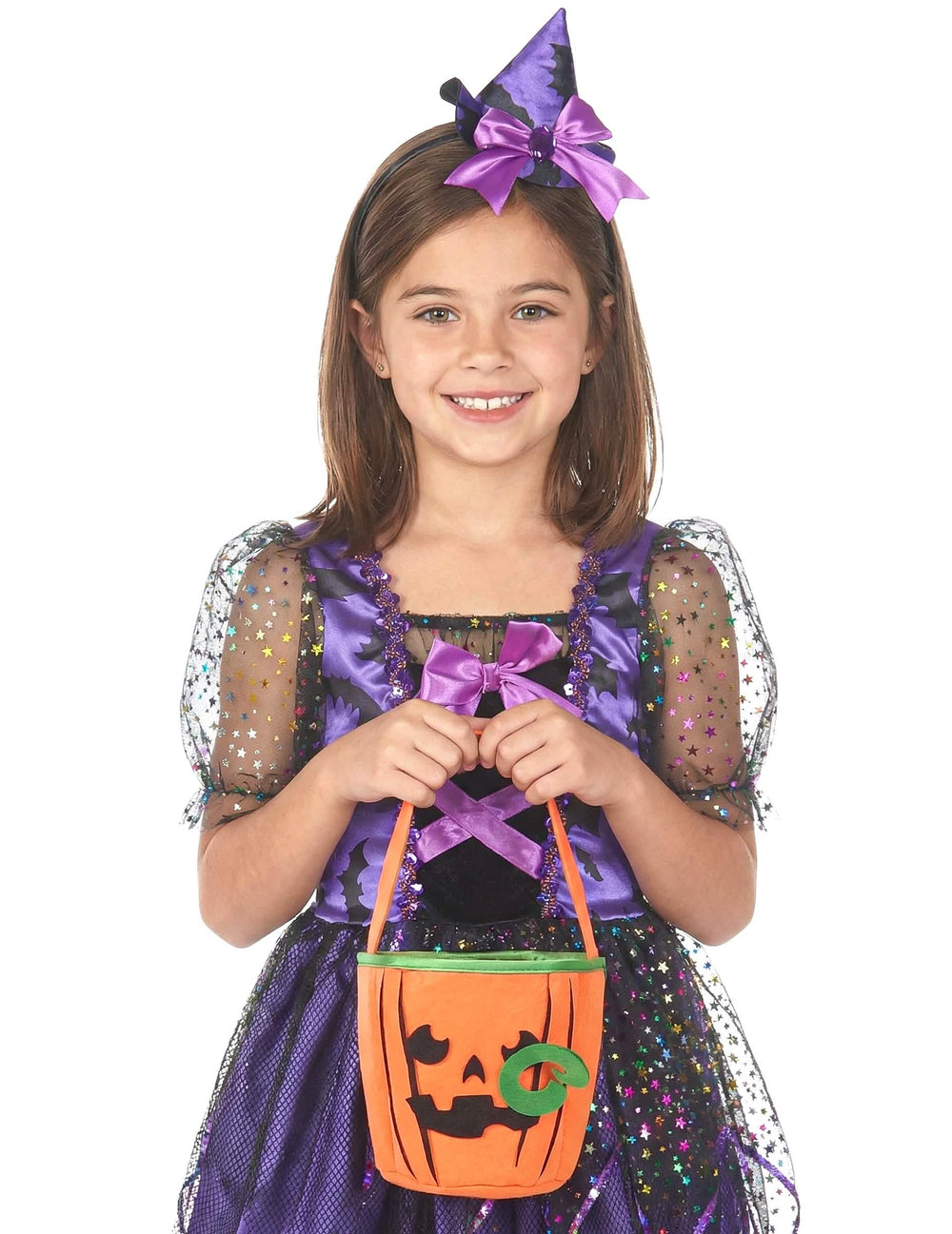 Sac Halloween citrouille terrifiante pour enfant orange et vert
